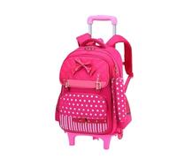 YILWPV Sac à dos roulettes for filles, sac for l'école primaire, for enfants, cartable Pour Adolescents(Red,6 wheels)