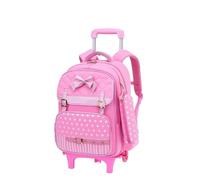 YILWPV Sac à dos roulettes for filles, sac for l'école primaire, for enfants, cartable Pour Adolescents(Pink,2 wheels)
