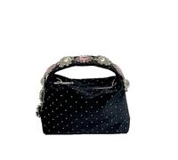 YILWPV Sac à main élégant en forme de fleur et perles for femmes, sac d'oreiller diamant, sacs Bento soie brillant, petite pochette chaînes noires, bandoulière Pour Femme