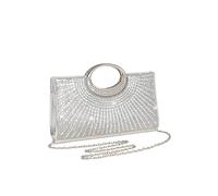 YILWPV Sac de dîner for femmes, pochette rétro à gros anneaux, Texture diamant Flash mariée Pour Femme(Silver)