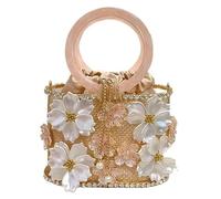 YILWPV Sac de soirée en strass scintillant for femmes, sac seau rétro cristal, pochette fête Festival ajourée Pour Femme(Color 3)