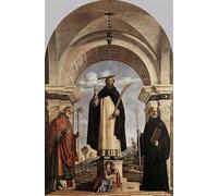 YIMACBJXX Affiches Imprimées Tecoration Murale Saint Pierre Martyr avec Saint Nicolas de Bari Saint Benoît et un ange musicien par Cima Da Conegliano Pour la Décoration de la Chambre à Coucher 60x90cm