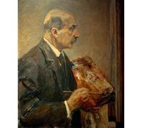 YIMACBJXX Célèbre Affiches Imprimées Tecoration Murale Autoportrait au chevalet de profil d'après par Max Liebermann Moderne Art Mural Pour la Décoration de la Chambre à Coucher 60x90cm