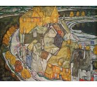 YIMACBJXX Célèbre Affiches Imprimées Tecoration Murale Croissant de maisons Ii Inselstadt par Egon Schiele Moderne Art Mural Pour la Décoration de la Chambre à Coucher 60x90cm