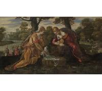 YIMACBJXX Célèbre Affiches Imprimées Tecoration Murale la découverte de Moïse par Jacopo Robusti Tintoretto Moderne Art Mural Pour la Décoration de la Chambre à Coucher 60x90cm