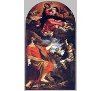 YIMACBJXX Célèbre Affiches Imprimées Tecoration Murale la Vierge apparaît à saint Luc et Catherine par Annibale Carracci Moderne Art Mural Pour la Décoration de la Chambre à Coucher 60x90cm