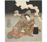 YIMACBJXX Célèbre Affiches Imprimées Tecoration Murale l'acteur Iwai Hanshiro Vi dans un rôle féminin d'Utagawa Kuniyoshi Moderne Art Mural Pour la Décoration de la Chambre à Coucher 60x90cm