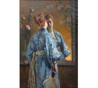 YIMACBJXX Célèbre Affiches Imprimées Tecoration Murale le parisien japonais d'Alfred Emile Stevens Moderne Art Mural Pour la Décoration de la Chambre à Coucher 60x90cm
