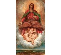 YIMACBJXX Célèbre Affiches Imprimées Tecoration Murale l'esprit du christianisme par George Frederic Watts Moderne Art Mural Pour la Décoration de la Chambre à Coucher 60x90cm