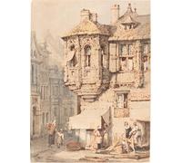 YIMACBJXX Célèbre Affiches Imprimées Tecoration Murale Scène de rue française avec une tourelle médiévale par Samuel Prout Moderne Art Mural Pour la Décoration de la Chambre à Coucher 60x90cm