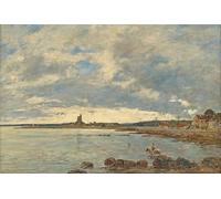 YIMACBJXX Célèbre Affiches Imprimées Tecoration Murale St Vaast La Hougue par Eugène Louis Boudin Moderne Art Mural Pour la Décoration de la Chambre à Coucher 60x90cm