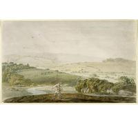 YIMACBJXX Célèbre Affiches Imprimées Tecoration Murale un agriculteur semant avec une vallée fluviale et roulant au-delà par Mallord William Turner Pour la Décoration de la Chambre à Coucher 60x90cm
