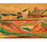 YIMACBJXX Célèbre Affiches Imprimées Tecoration Murale Usine par August Macke Moderne Art Mural Pour la Décoration de la Chambre à Coucher 60x90cm