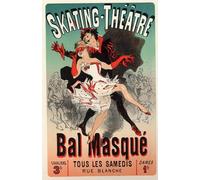 YIMACBJXX Célèbre Art Mural Toile Tableaux Déco Muraux Divertissement Théâtre Bal Masqué Au Théâtre du Patinage Paris Affiche par Jules Cheret Abstait Peinture Pour la Décoration de Bureau 60x90cm