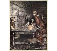 YIMACBJXX Célèbre Art Mural Toile Tableaux Déco Muraux Hunding découvre la ressemblance entre Siegmund et Sieglunde par Arthur Rackham Abstait Peinture Pour la Décoration de Bureau 60x90cm