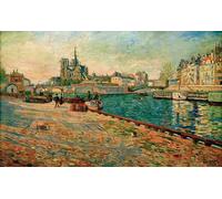 YIMACBJXX Célèbre Art Mural Toile Tableaux Déco Muraux Notre-dame Ile Saint-louis vue par Paul Signac Abstait Peinture Pour la Décoration de Bureau 60x90cm