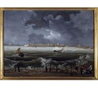 YIMACBJXX Célèbre Art Mural Toile Tableaux Déco Muraux Saint Malo par Ambroise Louis Garneray Abstait Peinture Pour la Décoration de Bureau 60x90cm