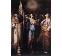YIMACBJXX Célèbre Art Mural Toile Tableaux Déco Muraux Sainte Ursule et elle avec le pape Ciriaque et sainte Catherine d'Alexandrie par Bartolomeo Cavarozzi Pour la Décoration de Bureau 60x90cm