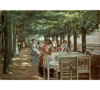 YIMACBJXX Célèbre Art Mural Toile Tableaux Déco Muraux Terrasse du Restaurant Jacob à Nienstedten sur l'Elbe par Max Liebermann Abstait Peinture Pour la Décoration de Bureau 60x90cm