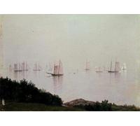 YIMACBJXX Célèbre Art Mural Toile Tableaux Déco Muraux un après-midi à Newport de Frederick Kensett Abstait Peinture Pour la Décoration de Bureau 60x90cm