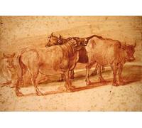 YIMACBJXX Célèbre Art Mural Toile Tableaux Déco Muraux Vaches de Claude Lorrain Abstait Peinture Pour la Décoration de Bureau 60x90cm
