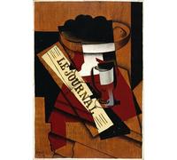 YIMACBJXX Célèbre Impressions sur Toile Image D'illustration Coupe à Fruits en Verre et Journal par Juan Gris Art Mural Classique Pour la Décoration Murale 60x90cm
