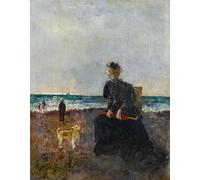 YIMACBJXX Célèbre Impressions sur Toile Image D'illustration Femme assise sur la plage par Alfred Emile Stevens Art Mural Classique Pour la Décoration Murale 60x90cm