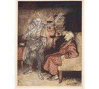 YIMACBJXX Célèbre Impressions sur Toile Image D'illustration Illustration de Scrooge avec le fantôme de Noël passé par Arthur Rackham Art Mural Classique Pour la Décoration Murale 60x90cm