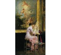 YIMACBJXX Célèbre Impressions sur Toile Image D'illustration Jeune aquarelliste au Louvre par Pascal-adolphe-jean Dagnan-bouveret Art Mural Classique Pour la Décoration Murale 60x90cm