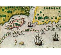 YIMACBJXX Célèbre Impressions sur Toile Image D'illustration L'Arrivée des Anglais en Virginie par Theodore De Bry Art Mural Classique Pour la Décoration Murale 60x90cm