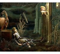 YIMACBJXX Célèbre Impressions sur Toile Image D'illustration Le Rêve de Sir Lancelot à la Chapelle du Saint Graal par Edward Burne Jones Art Mural Classique Pour la Décoration Murale 60x90cm