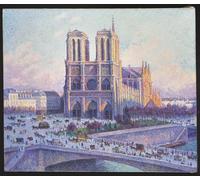 YIMACBJXX Célèbre Impressions sur Toile Image D'illustration Notre Dame Paris vue du quai Saint-michel par Maximilien Luce Art Mural Classique Pour la Décoration Murale 60x90cm
