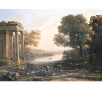 YIMACBJXX Célèbre Impressions sur Toile Image D'illustration Paysage champêtre avec temple en ruine de Claude Lorrain Art Mural Classique Pour la Décoration Murale 60x90cm