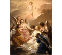 YIMACBJXX Célèbre Impressions sur Toile Image D'illustration Sept Anges adorant l'Enfant Jésus de Pierre Subleyras Art Mural Classique Pour la Décoration Murale 60x90cm
