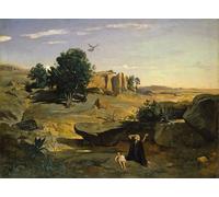 YIMACBJXX De Célèbres Tableaux Affiche Mur Art Oeuvre d'art Tableau Agar dans le désert de Jean Baptiste Camille Corot Impression Peinture Huile Pour la Décoration du Salon 60x90cm