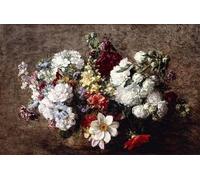 YIMACBJXX De Célèbres Tableaux Affiche Mur Art Oeuvre d'art Tableau Bouquet Mixte par Ignace Henri Jean Fantin Latour Impression Peinture Huile Pour la Décoration du Salon 60x90cm