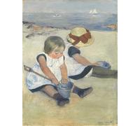 YIMACBJXX De Célèbres Tableaux Affiche Mur Art Oeuvre d'art Tableau Enfants jouant sur la plage par Mary Cassatt Impression Peinture Huile Pour la Décoration du Salon 60x90cm