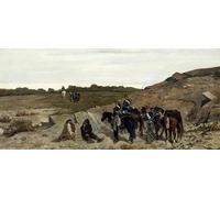 YIMACBJXX De Célèbres Tableaux Affiche Mur Art Oeuvre d'art Tableau Épisode de Campagne contre le brigandage de Fattori Impression Peinture Huile Pour la Décoration du Salon 60x90cm