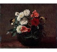 YIMACBJXX De Célèbres Tableaux Affiche Mur Art Oeuvre d'art Tableau Fleurs dans un vase en faïence par Ignace Henri Jean Fantin Latour Impression Peinture Huile Pour la Décoration du Salon 60x90cm