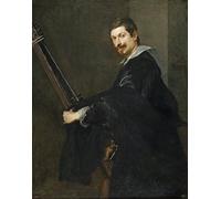 YIMACBJXX De Célèbres Tableaux Affiche Mur Art Oeuvre d'art Tableau Homme avec un luth entre parVan Dyck Impression Peinture Huile Pour la Décoration du Salon 60x90cm
