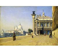 YIMACBJXX De Célèbres Tableaux Affiche Mur Art Oeuvre d'art Tableau Matin à Venise de Jean Baptiste Camille Corot Impression Peinture Huile Pour la Décoration du Salon 60x90cm