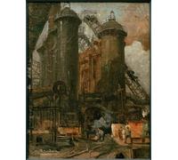 YIMACBJXX De Célèbres Tableaux Affiche Mur Art Oeuvre d'art Tableau Travailler sur le haut fourneau par Leonhard Sandrock Impression Peinture Huile Pour la Décoration du Salon 60x90cm