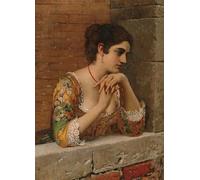 YIMACBJXX De Célèbres Tableaux Decoration Toile Graffiti Art Mural Beauté vénitienne au balcon par Eugene De Blaas Toile Wall Art Pour les Décorations pour la Maison 60x90cm