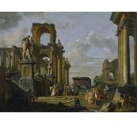 YIMACBJXX De Célèbres Tableaux Decoration Toile Graffiti Art Mural Capriiiiiiccio architectural du Forum romain avec des philosophes par Paolo Pannini Pour les Décorations pour la Maison 60x90cm