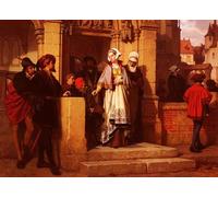 YIMACBJXX De Célèbres Tableaux Decoration Toile Graffiti Art Mural Faust et Méphistophélès attendant Gretchen à la porte de la cathédrale Wilhelm Koller Pour les Décorations pour la Maison 60x90cm