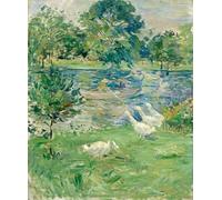YIMACBJXX De Célèbres Tableaux Decoration Toile Graffiti Art Mural Jeune fille dans une barque avec des oies de Berthe Morisot Toile Wall Art Pour les Décorations pour la Maison 60x90cm