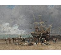 YIMACBJXX De Célèbres Tableaux Decoration Toile Graffiti Art Mural Le retour de la Terre Neuvier d'Eugène Louis Boudin Toile Wall Art Pour les Décorations pour la Maison 60x90cm