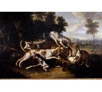 YIMACBJXX De Célèbres Tableaux Decoration Toile Graffiti Art Mural L'hallali Du Cerf Chiens de chasse Finissant un de cerf par Jean Baptiste Oudry Pour les Décorations pour la Maison 60x90cm