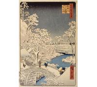 YIMACBJXX De Célèbres Tableaux Decoration Toile Graffiti Art Mural Pont Taiko et Sunset Hill à Meguro par Utagawa Hiroshige Toile Wall Art Pour les Décorations pour la Maison 60x90cm