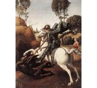 YIMACBJXX De Célèbres Tableaux Decoration Toile Graffiti Art Mural Saint Georges et le Dragon de Raphaël Toile Wall Art Pour les Décorations pour la Maison 60x90cm